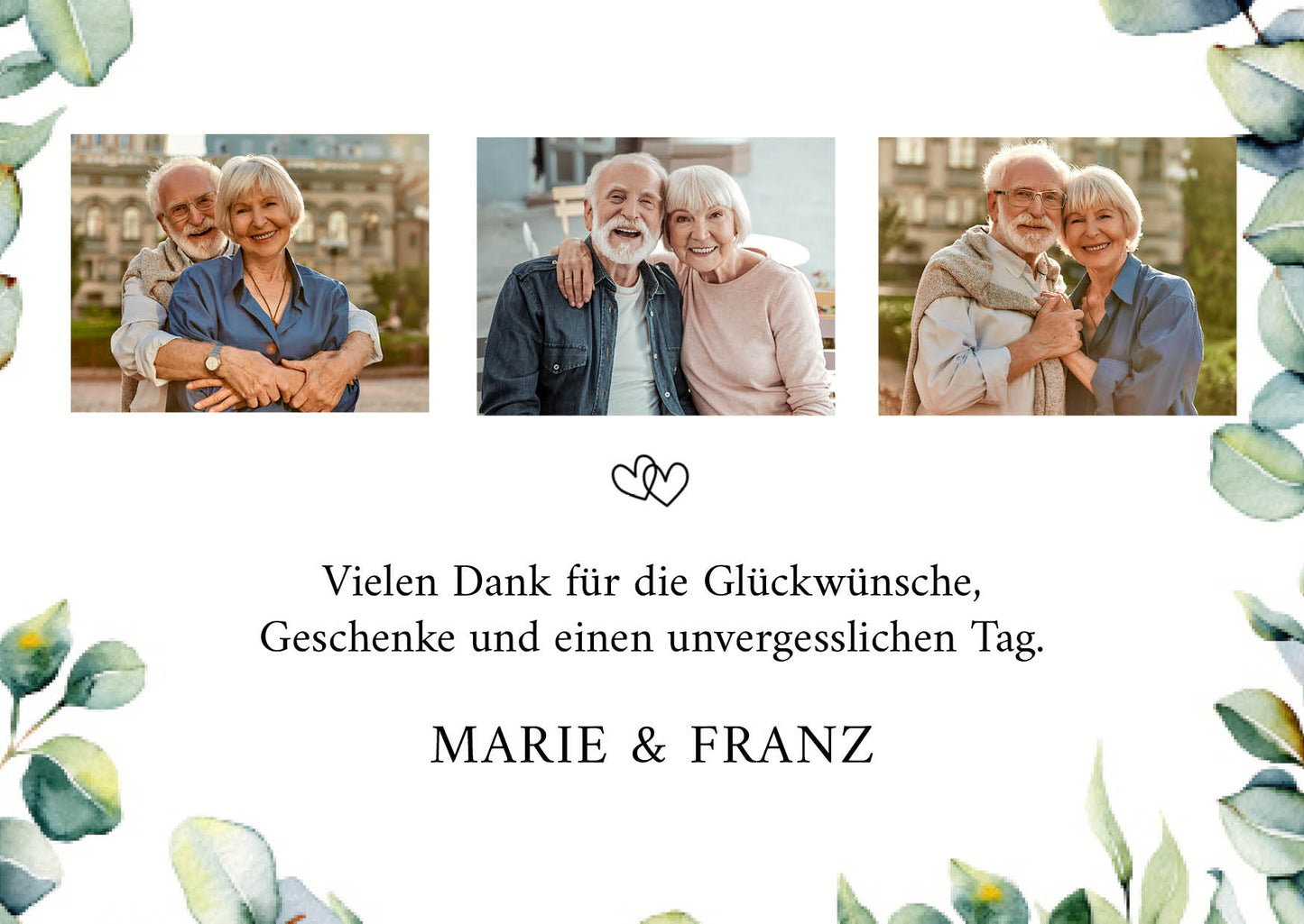 Danksagungskarte zur Goldenen Hochzeit: Eukalyptus Ranken