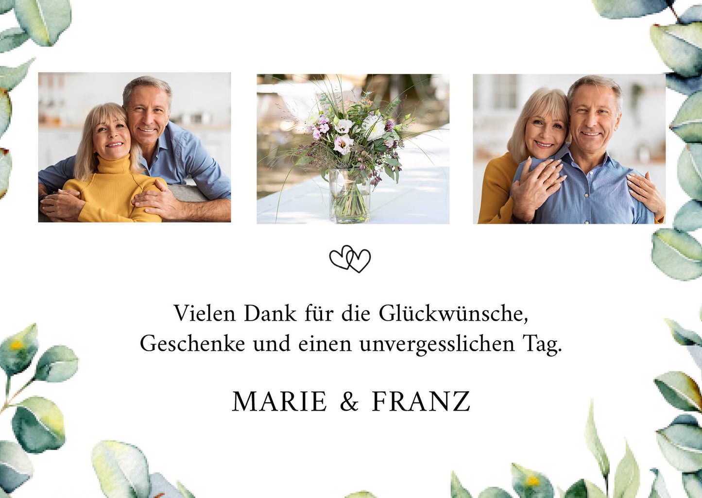 Danksagungskarte zur Silbernen Hochzeit: Eukalyptus Ranken