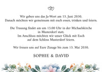 Einladung zur Hochzeit: Eukalyptus mit Foto