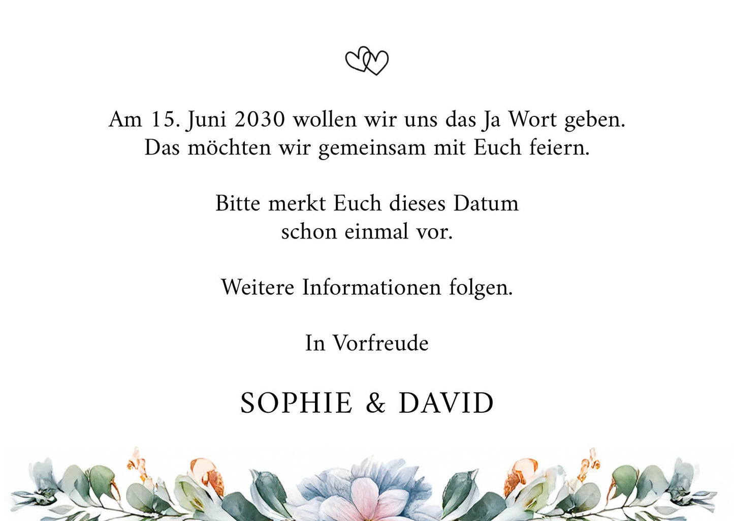 Save the Date Karten: Eukalyptus mit Foto