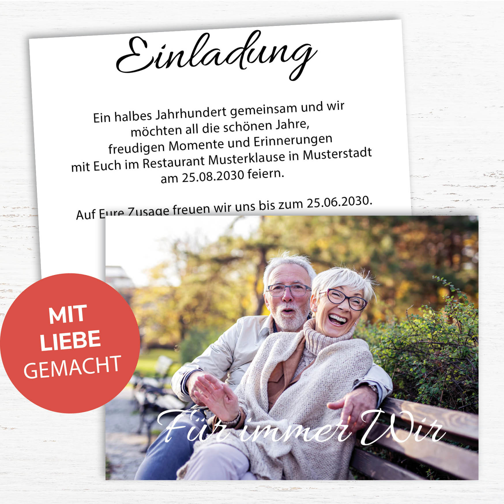 Einladung zur Goldenen Hochzeit: Für immer wir - mit Foto