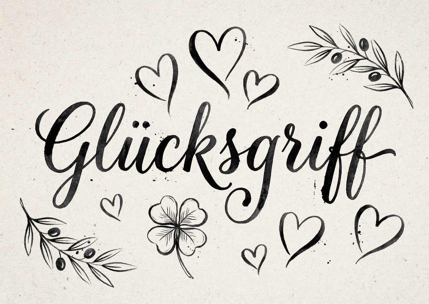 Verspielte Hochzeitseinladung „GLÜCKSGRIFF“ | Edles Typografie-Design mit Herzen - Individuelle Einladung