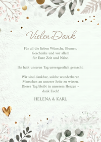 Dankeskarte Hochzeit „Golden Bloom“ – Eleganter Dank nach eurem großen Tag