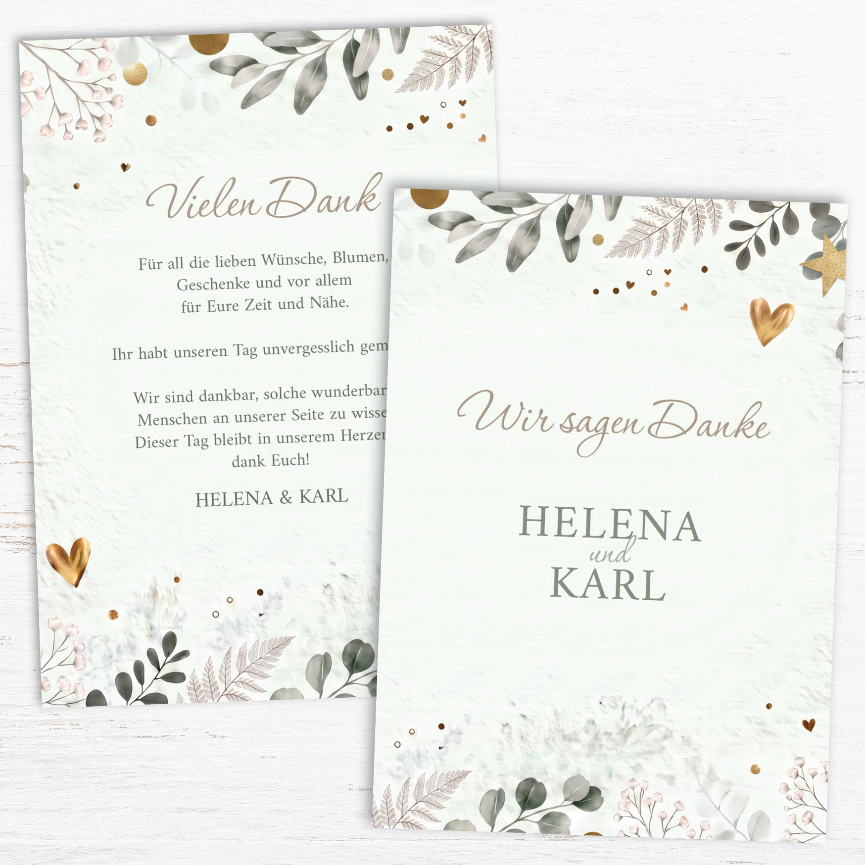 Dankeskarte Hochzeit „Golden Bloom“ – Eleganter Dank nach eurem großen Tag
