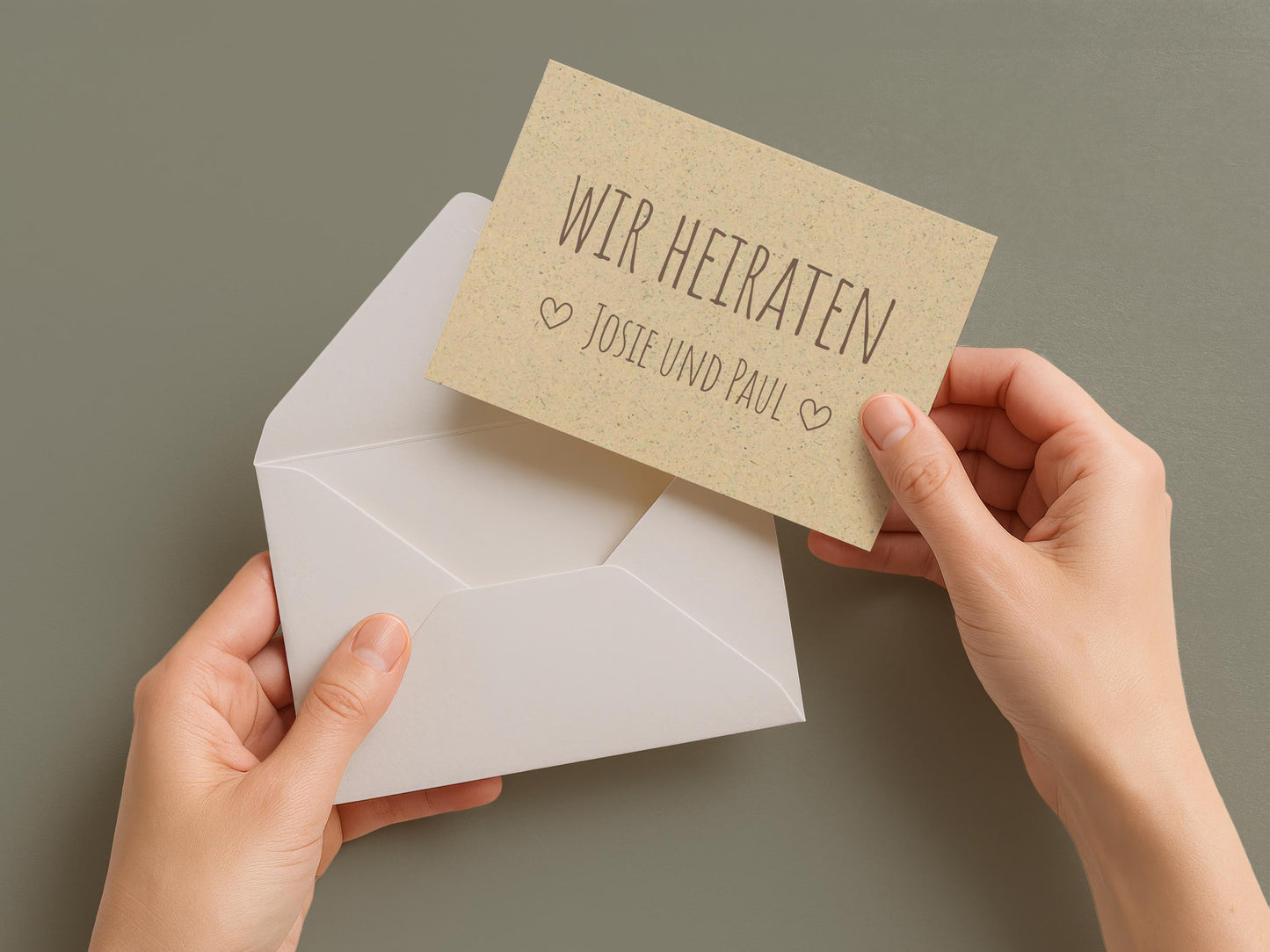 Einladung Hochzeit Graspapier | Umweltfreundliche Einladungskarte für natürliche Papeterie