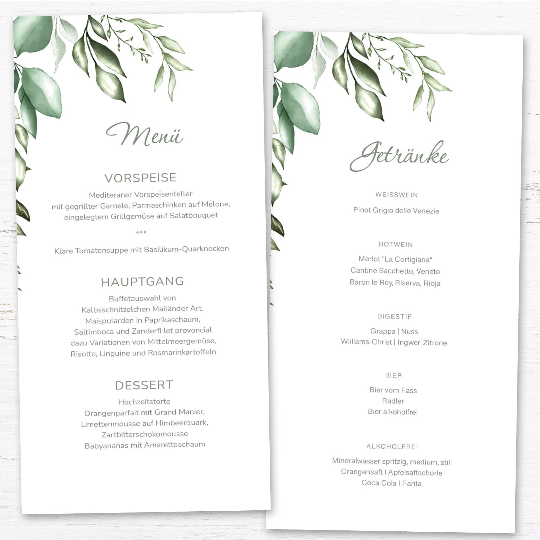 Menükarten: Green Wedding – Genuss trifft Natur