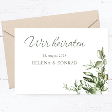 Einladung zur Hochzeit: Green Wedding - Postkarte