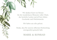 Danksagungskarte zur Silbernen Hochzeit: Greenery - Postkarte