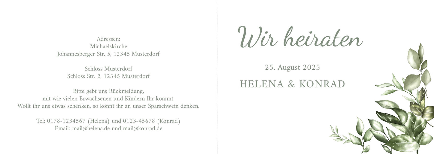 Einladungskarte zur Hochzeit: Green Wedding