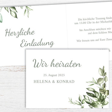 Hochzeitseinladung Green Wedding mit Eukalyptuszweig