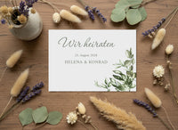 Einladung Hochzeit Greenery – Hochzeitskarte mit Ranken Design - Individuelle Einladung