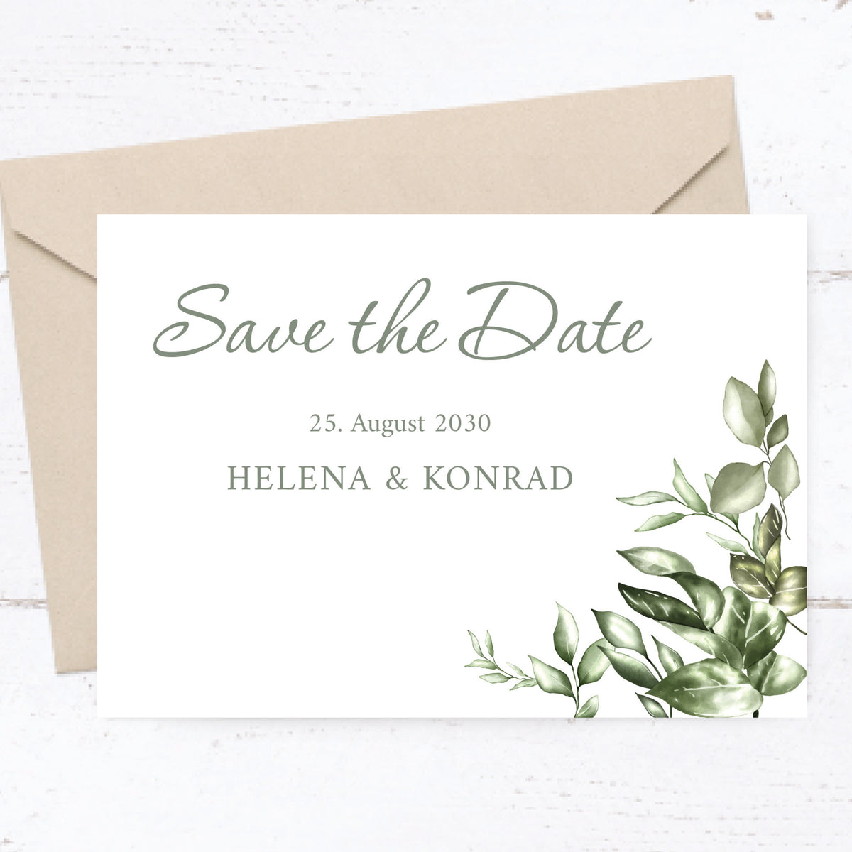 Save the Date Karten Hochzeit | Botanische Karten Greenery – Individuelle Einladung & Postkarte