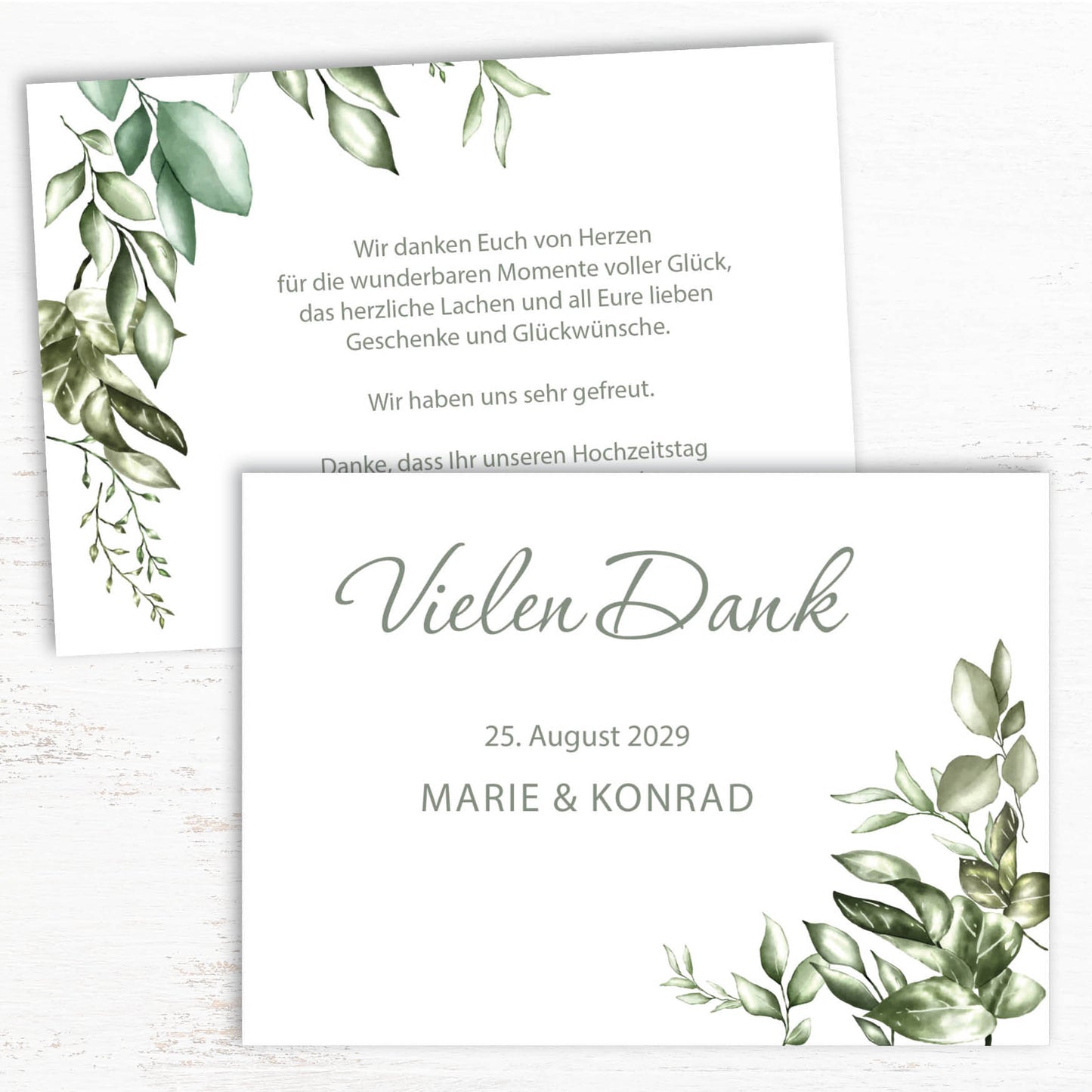 Danksagungskarten Hochzeit – Elegante Postkarte Greenery Design - Individuelle Einladung