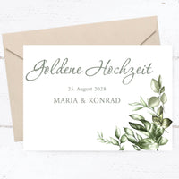 Einladung zur Goldenen Hochzeit: Greenery - Postkarte
