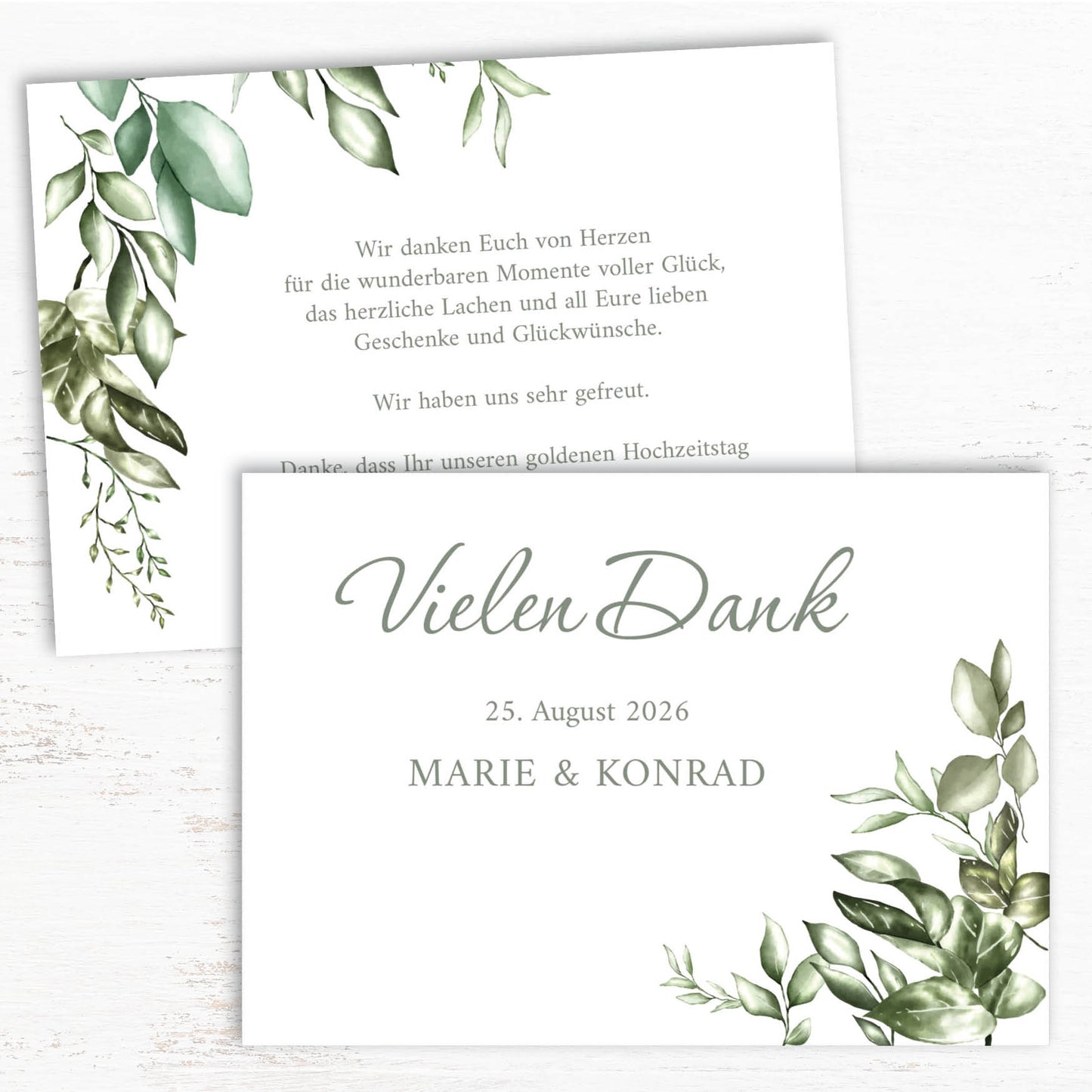Danksagungskarte zur Goldenen Hochzeit: Greenery - Postkarte