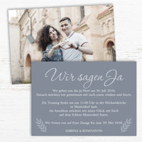 Einladung zur Hochzeit: Urlaubsfoto in Bluedust - Postkarte