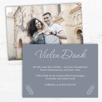 Danksagungskarten zur Hochzeit: Urlaubsfoto in Bluedust