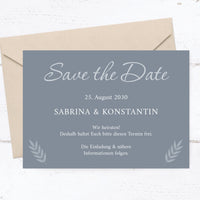 Save the Date Karten Hochzeit – Elegante Hochzeitseinladung mit Urlaubsfoto in Bluedust Design