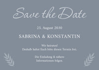 Save the Date Karten Hochzeit – Elegante Hochzeitseinladung mit Urlaubsfoto in Bluedust Design