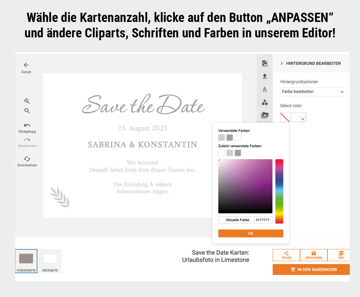 Save the Date Karten: Urlaubsfoto in Olive Individuelle Einladung