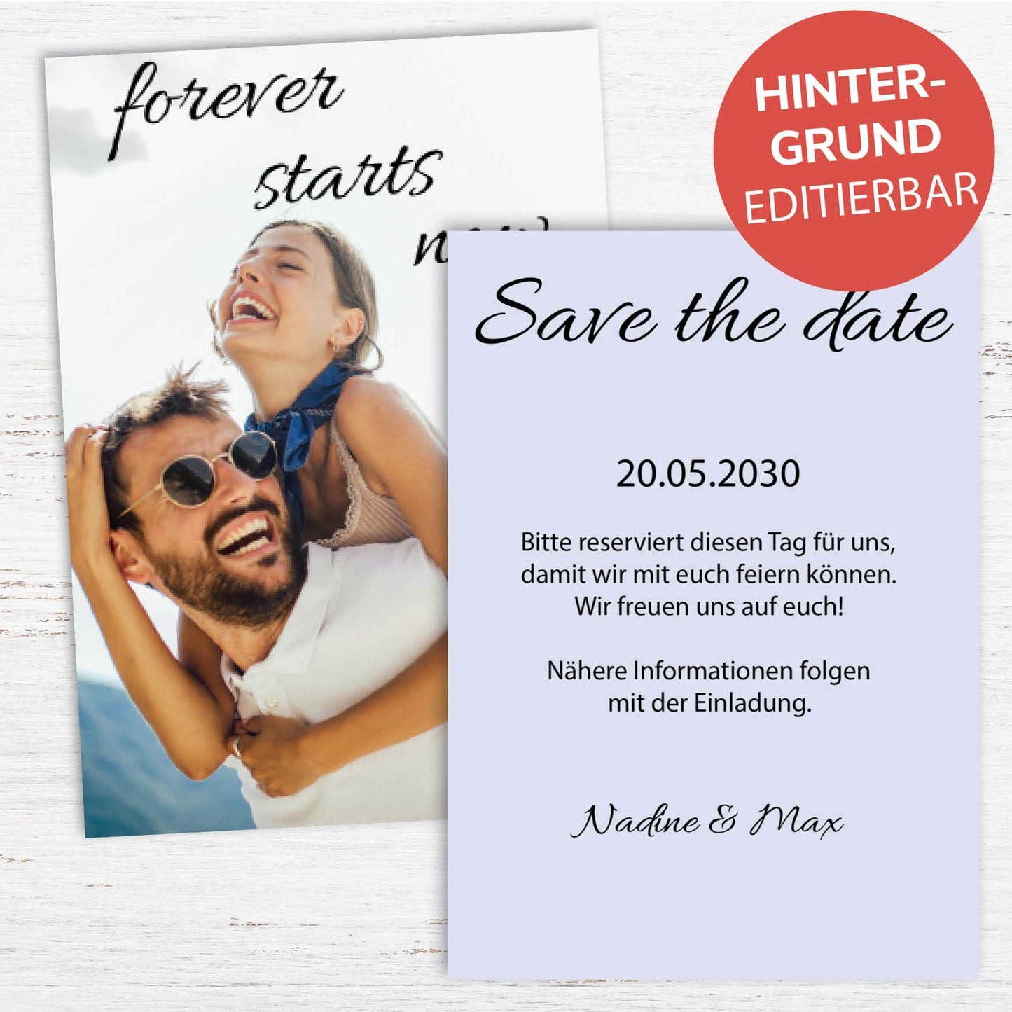 Save the Date Karten: Forever starts now mit Foto