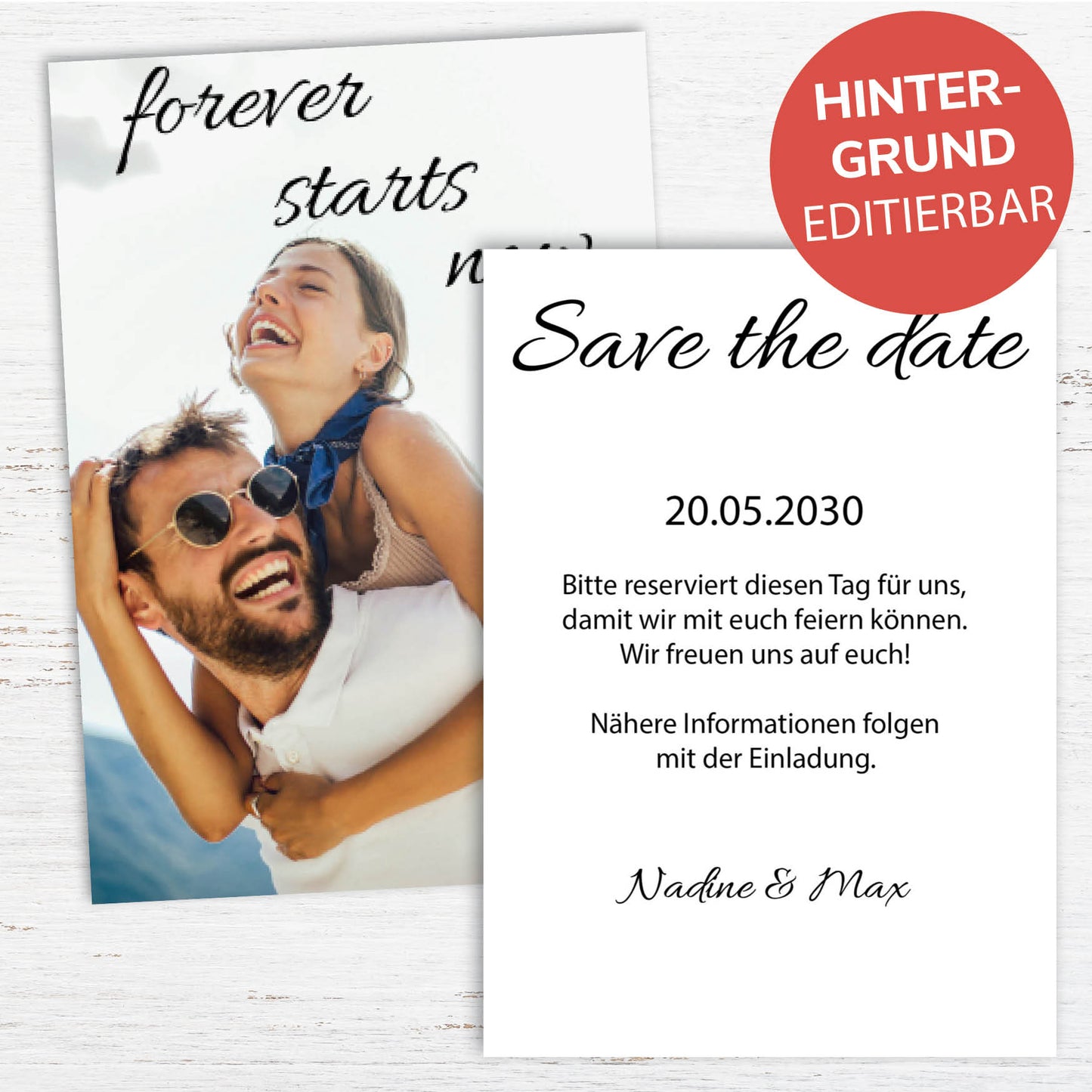 Save the Date Karten: Forever starts now mit Foto