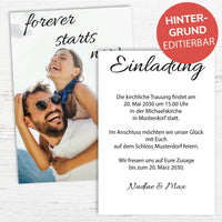 Einladung zur Hochzeit: Forever starts now mit Foto