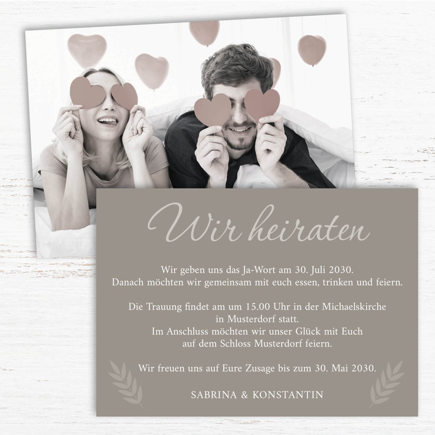 Einladung zur Hochzeit: Urlaubsfoto in Limestone