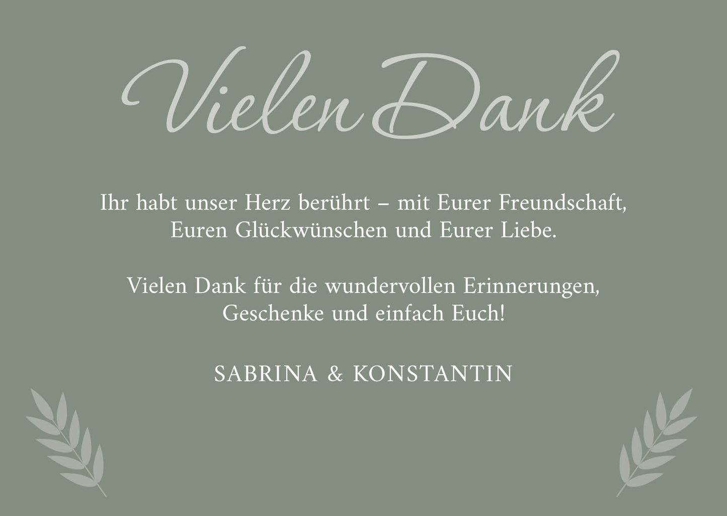 Danksagungskarten zur Hochzeit: Urlaubsfoto in Olive