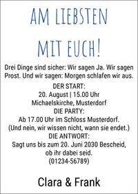 Moderne Hochzeitseinladung „WIR! NACHT DRÜBER FEIERN“ | Humorvolle Hochzeitsparty-Einladung - Individuelle Einladung