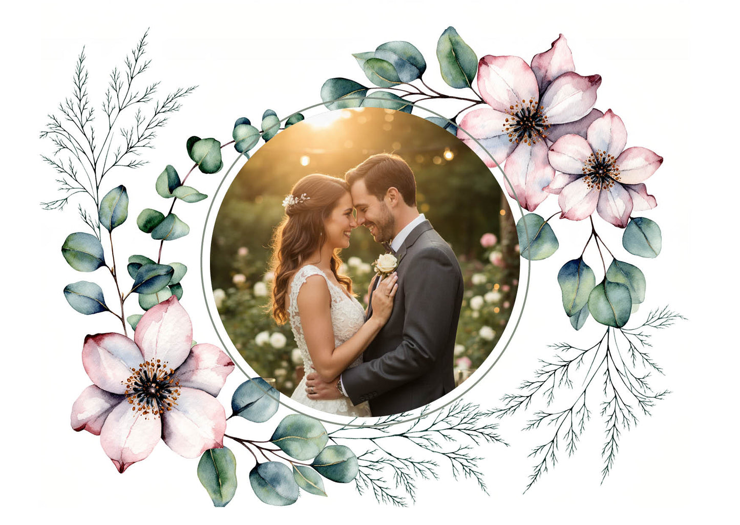 Danksagungskarten zur Hochzeit: Romantic flowers mit Foto