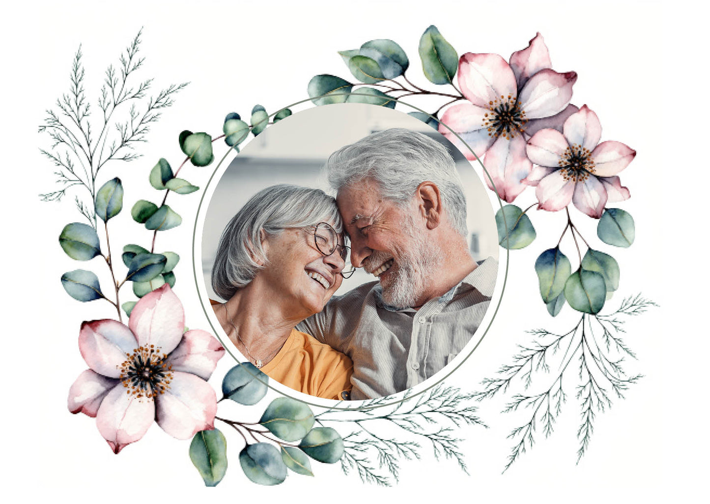 Danksagungskarte zur Silbernen Hochzeit: Romantische Blumen mit Foto