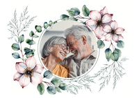 Danksagungskarte zur Silbernen Hochzeit: Romantische Blumen mit Foto