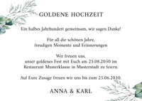 Einladung zur Goldenen Hochzeit: Romantische Blumen mit Foto