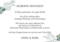 Einladung zur Silbernen Hochzeit: Romantische Blumen mit Foto