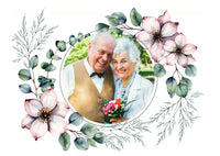 Einladung zur Goldenen Hochzeit: Romantische Blumen mit Foto