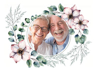 Einladung zur Silbernen Hochzeit: Romantische Blumen mit Foto