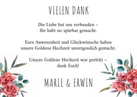 Danksagungskarte zur Goldenen Hochzeit: Romantische Rosen mit Foto