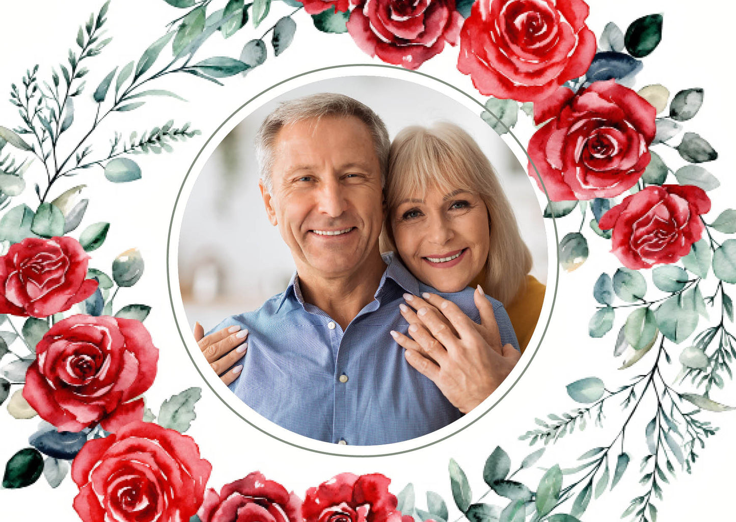 Danksagungskarte zur Silbernen Hochzeit: Romantische Rosen mit Foto