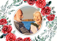 Danksagungskarte zur Goldenen Hochzeit: Romantische Rosen mit Foto