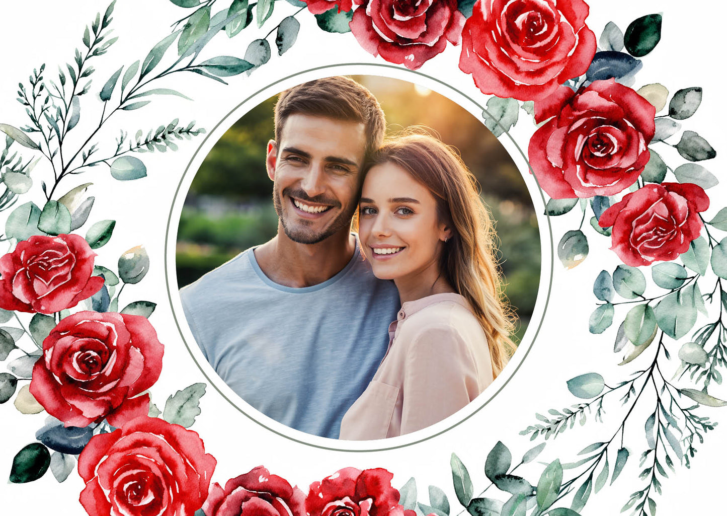 Einladung zur Hochzeit: Romantische Rosen mit Foto