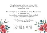 Einladung zur Hochzeit: Romantische Rosen mit Foto