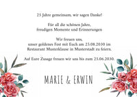 Einladung zur Silbernen Hochzeit: Romantische Rosen mit Foto