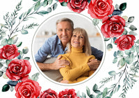 Einladung zur Silbernen Hochzeit: Romantische Rosen mit Foto