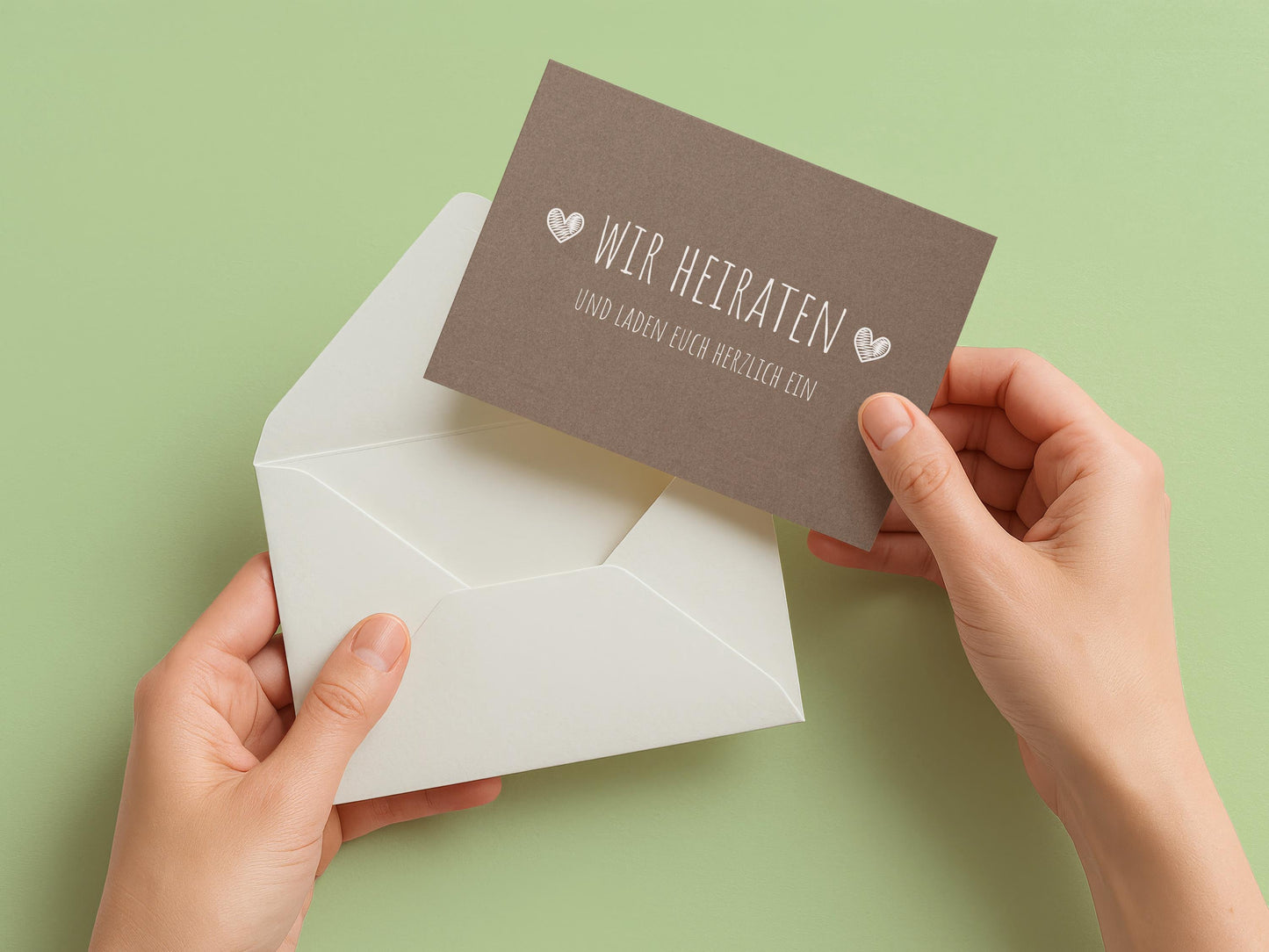 Einladung Hochzeit Rustikal – Karte mit Herz Motiv und naturfarbenem Design