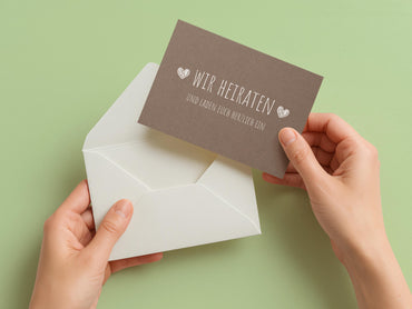 Einladung Hochzeit Rustikal – Karte mit Herz Motiv und naturfarbenem Design