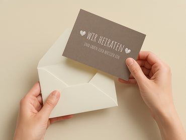 Einladung Hochzeit Rustikal – Karte mit Herz Motiv und naturfarbenem Design