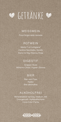 Menükarten: Rustikal mit Herz