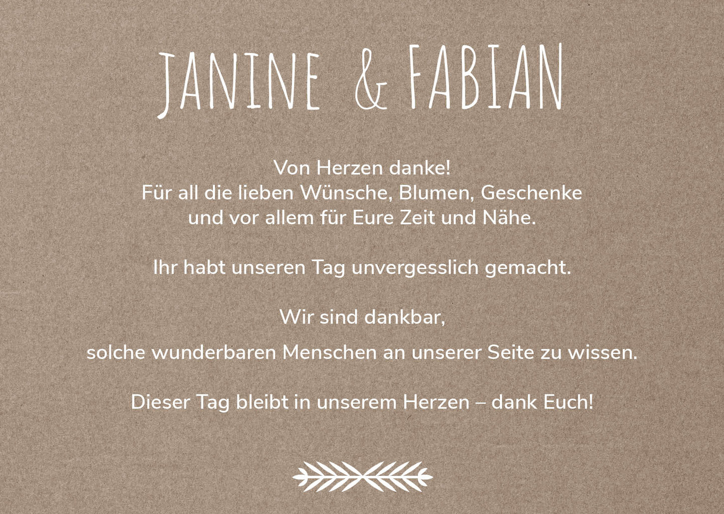 Danksagungskarte zur Hochzeit: Rustikal mit Herz