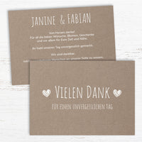 Danksagungskarte zur Hochzeit: Rustikal mit Herz